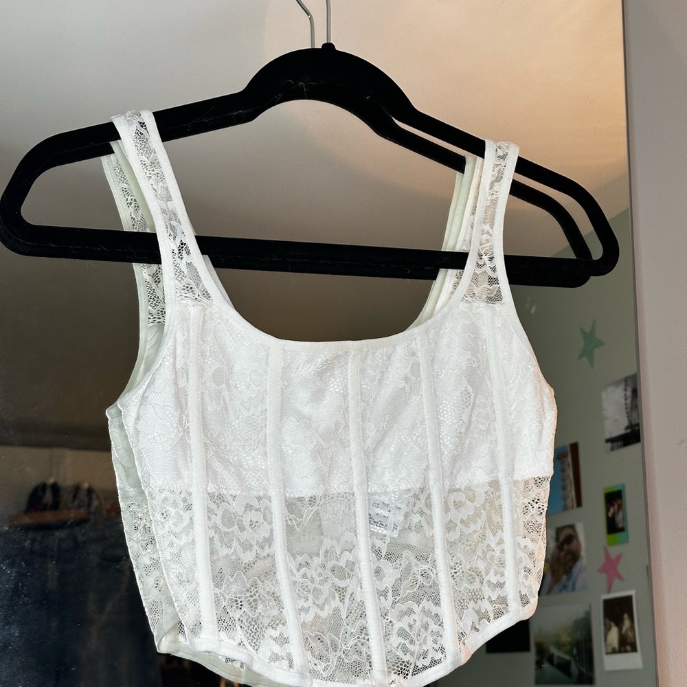 White Lace Crop Top